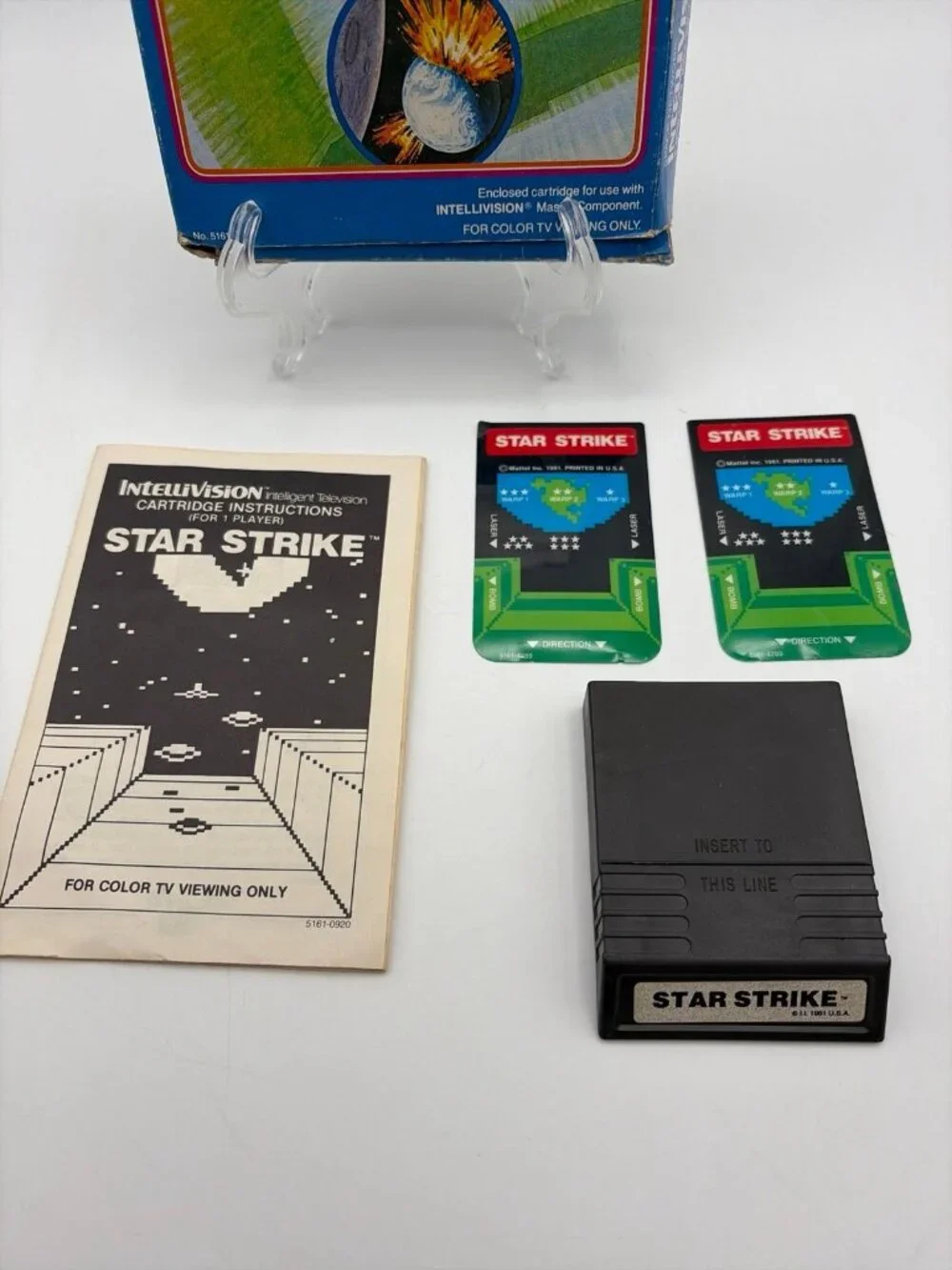 Star Strike (Mattel Intellivision 1981) Complete w/ Box Manual + 2 Overlays CIB